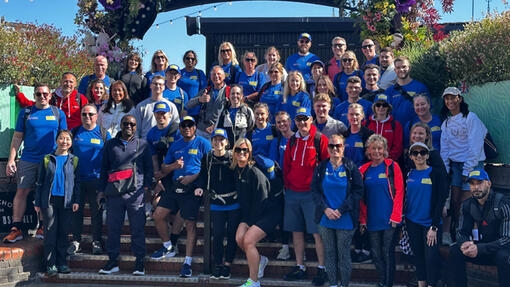 Purina employees doing a charity walk for Pets as Therapy