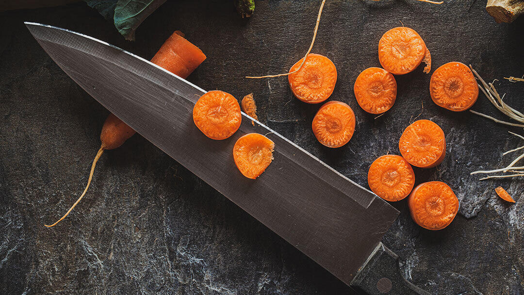 Carrot and kitchen knife