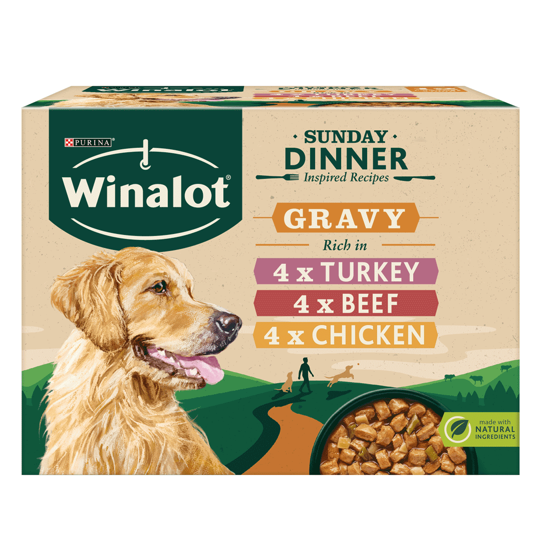WINALOT® Sunday Dinner Mixed in Gravy (Beef, Chicken, Turkey) Wet Dog Food Pouch