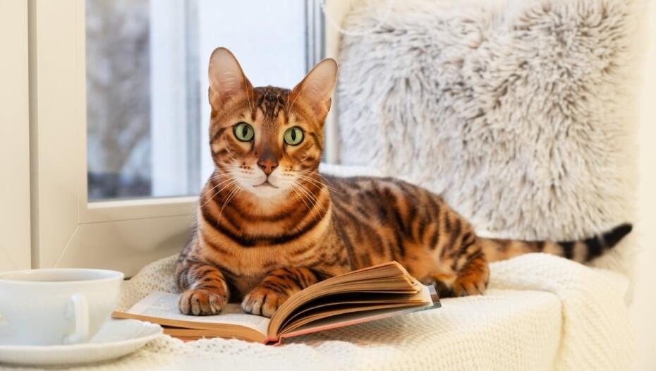Bengal Cat Bengal cat on top of a book