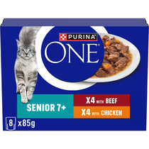 PURINA ONE® Senior 7+ Mini Fillets Chicken and Beef Wet Cat Food
